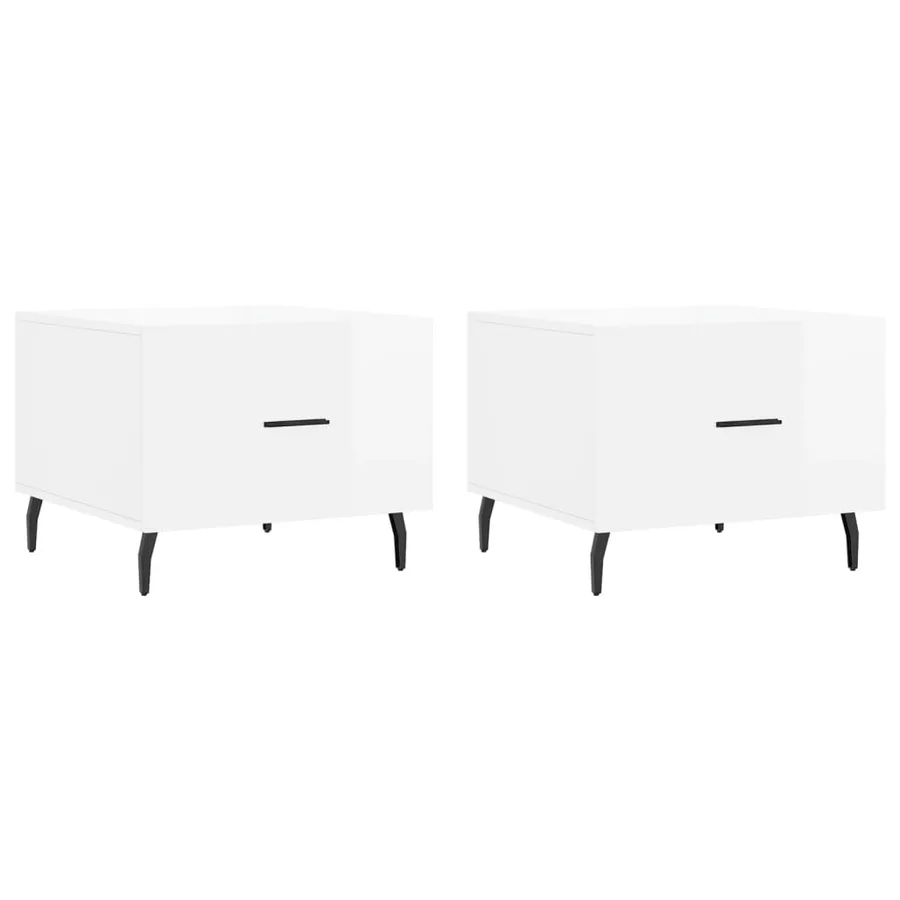 Tables basses 2 pcs blanc brillant 50x50x40cm bois d'ingénierie - 2