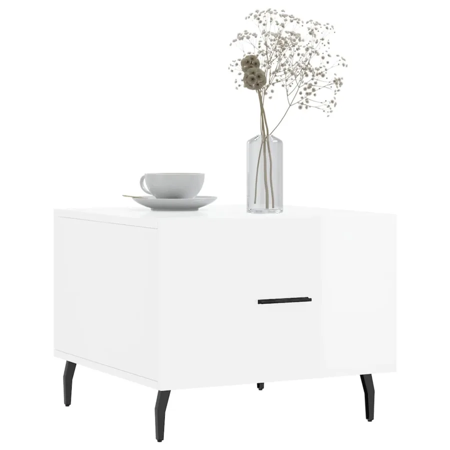 Tables basses 2 pcs blanc brillant 50x50x40cm bois d'ingénierie - 3