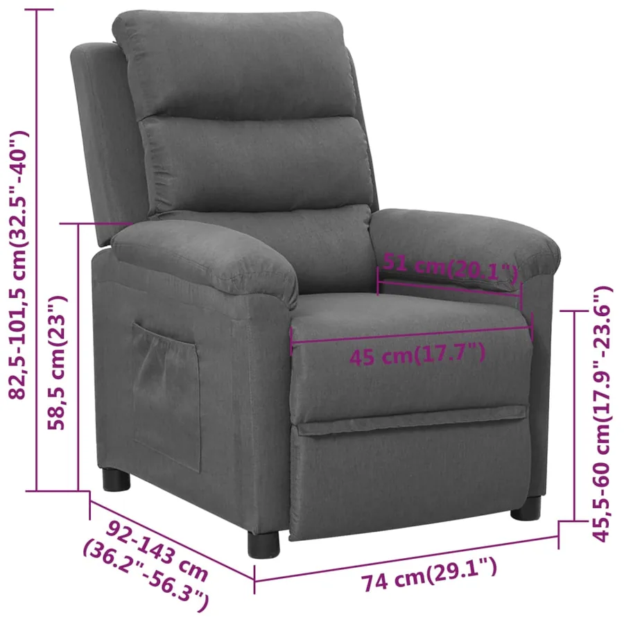 Fauteuil inclinable Gris clair Tissu - 11