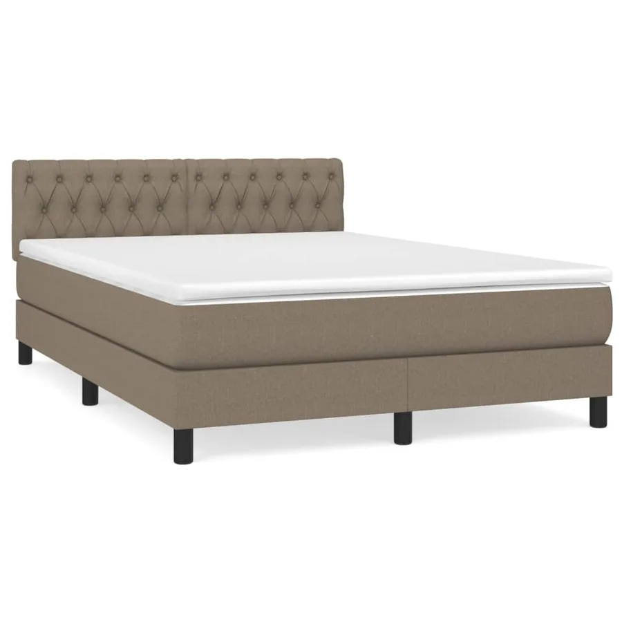 Sommier à lattes de lit avec matelas Taupe 140x190 cm Tissu - 2