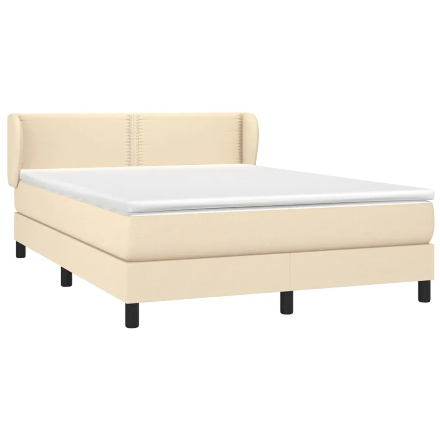 Sommier à lattes de lit avec matelas Crème 140x190 cm Tissu - 3