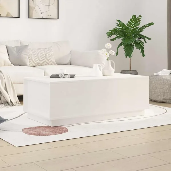 Table basse Blanc 100x50x35 cm Bois massif de pin