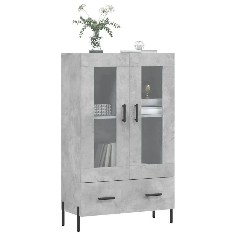 Buffet haut gris béton 69,5x31x115 cm bois d'ingénierie - 3