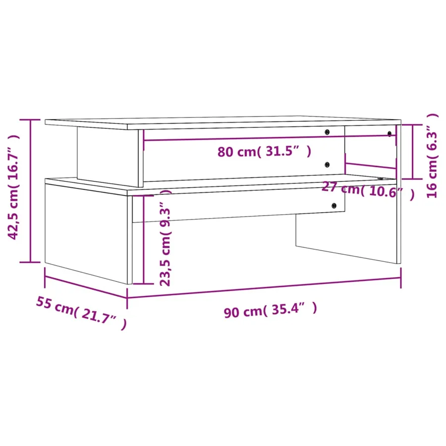 Table basse gris béton 90x55x42,5 cm bois d'ingénierie - 9