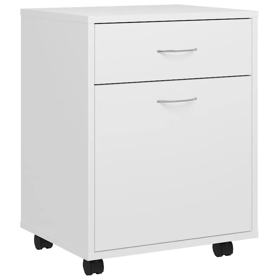 Armoire à roulettes Blanc 45x38x54 cm Bois d’ingénierie - 2