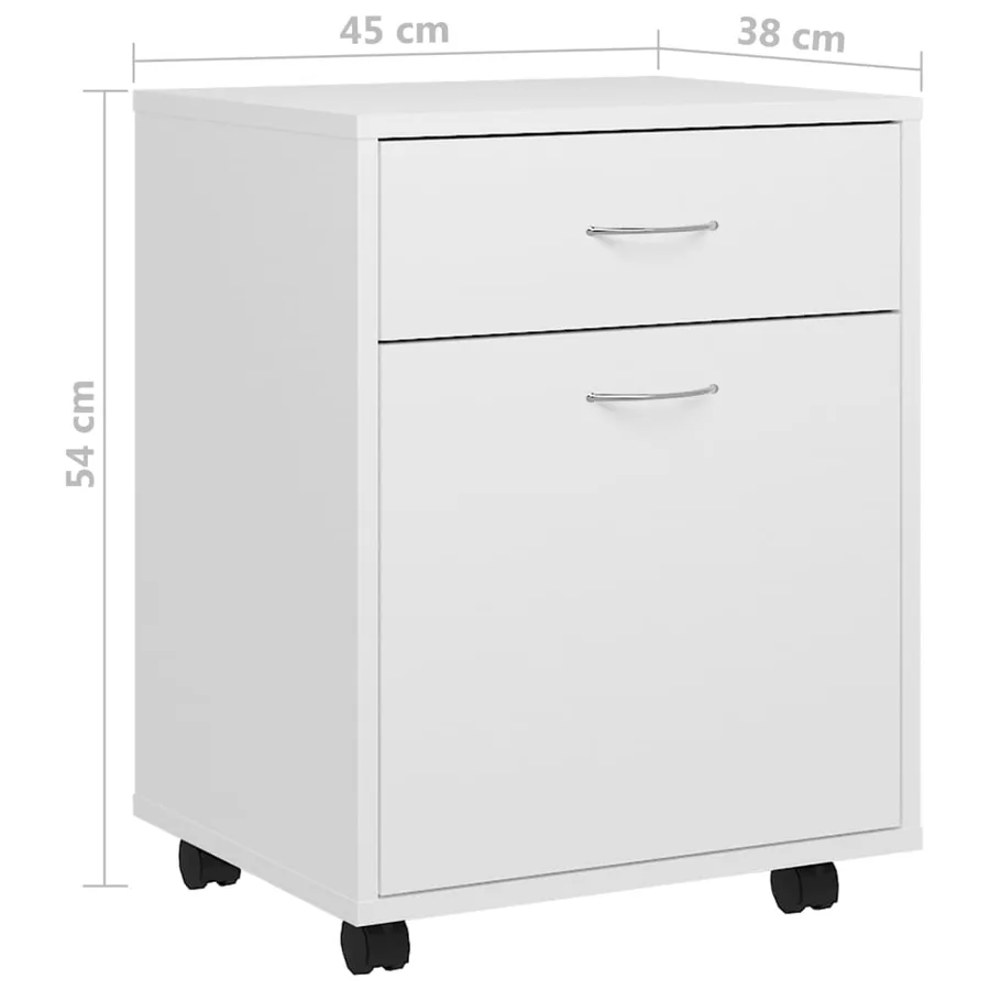 Armoire à roulettes Blanc 45x38x54 cm Bois d’ingénierie - 8