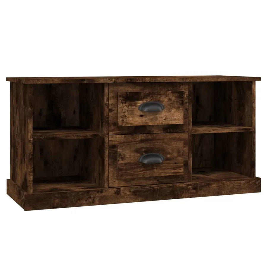 Meuble TV chêne fumé 99,5x35,5x48 cm bois d'ingénierie - 2