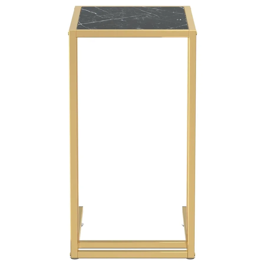 Table d'appoint ordinateur Marbre noir 50x35x65 cm Verre trempé - 3