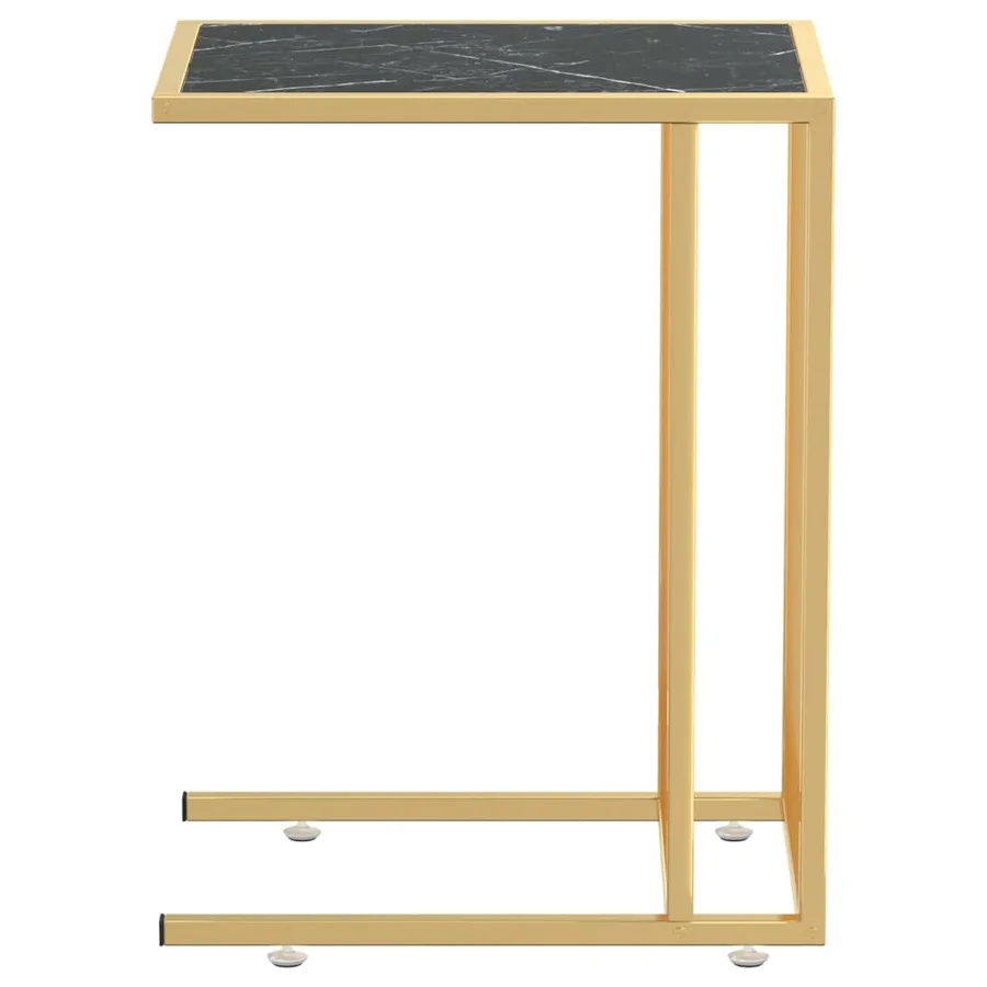 Table d'appoint ordinateur Marbre noir 50x35x65 cm Verre trempé - 4