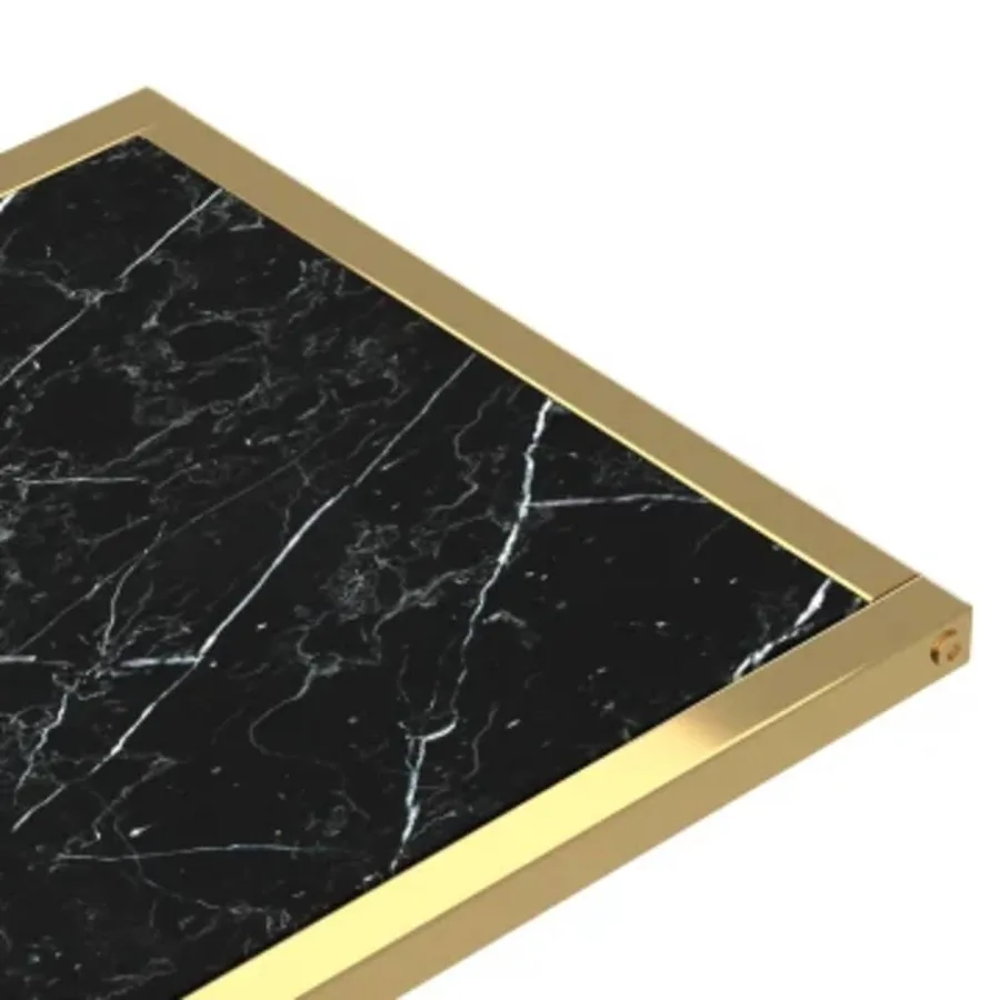 Table d'appoint ordinateur Marbre noir 50x35x65 cm Verre trempé - 5