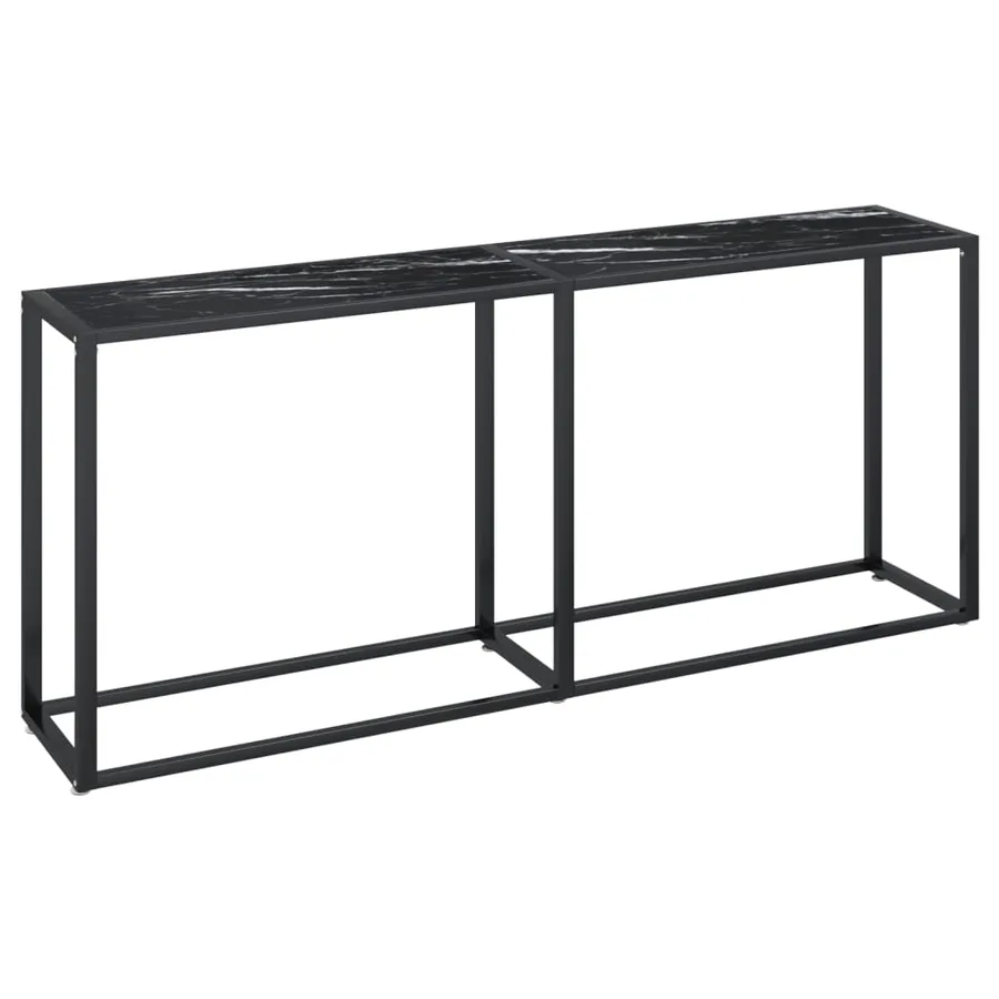 Table console Marbre noir 180x35x75,5 cm Verre trempé - 2