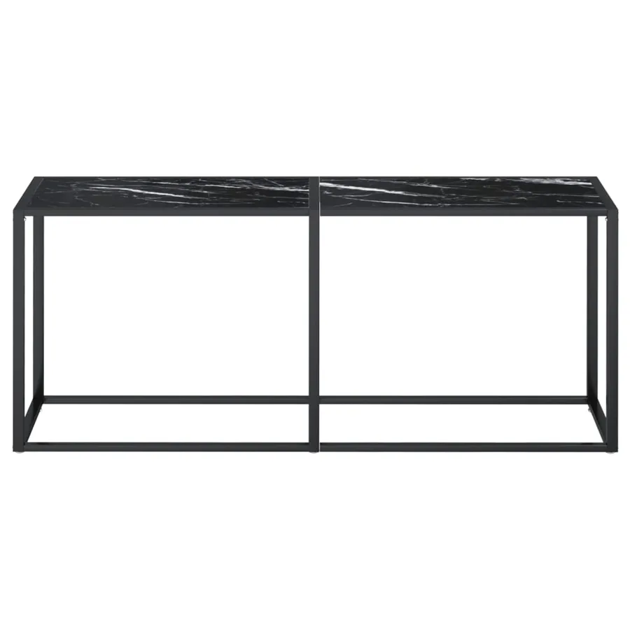 Table console Marbre noir 180x35x75,5 cm Verre trempé - 3