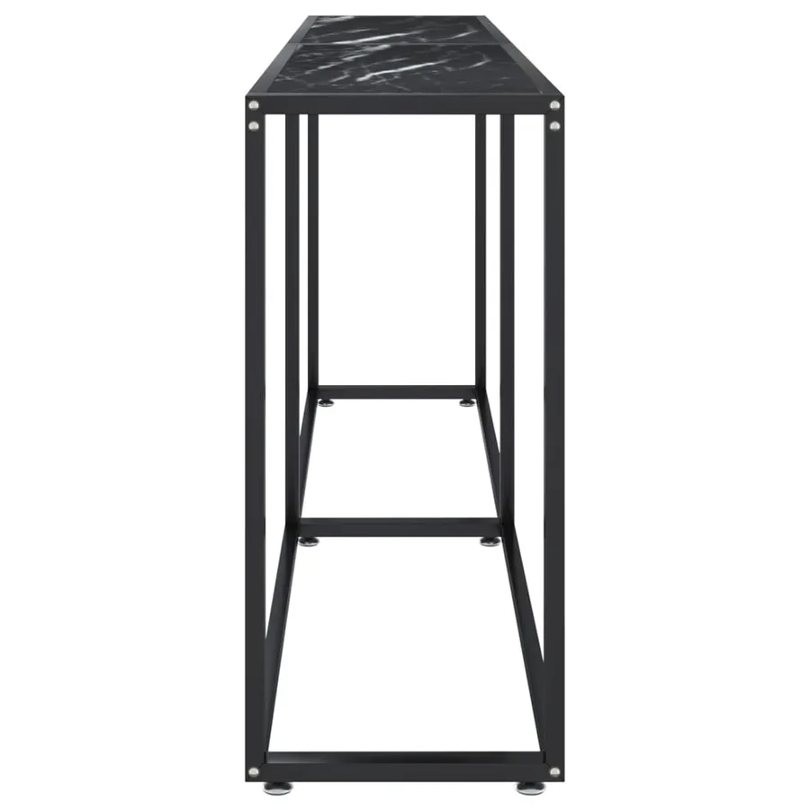 Table console Marbre noir 180x35x75,5 cm Verre trempé - 4