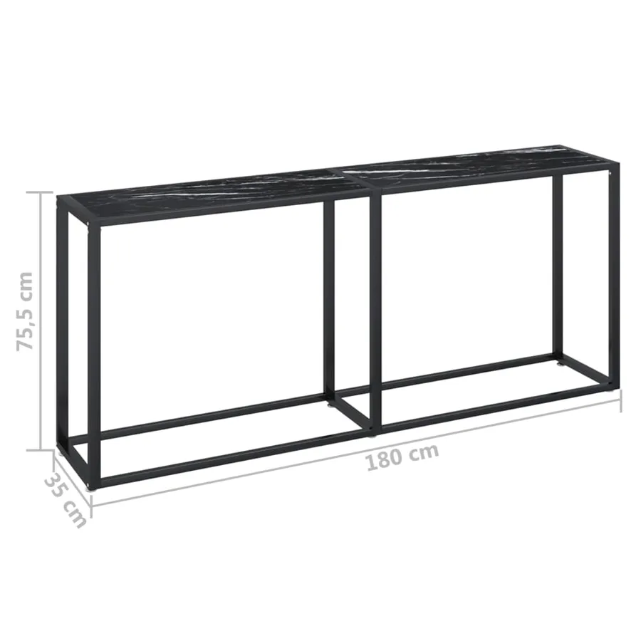 Table console Marbre noir 180x35x75,5 cm Verre trempé - 7