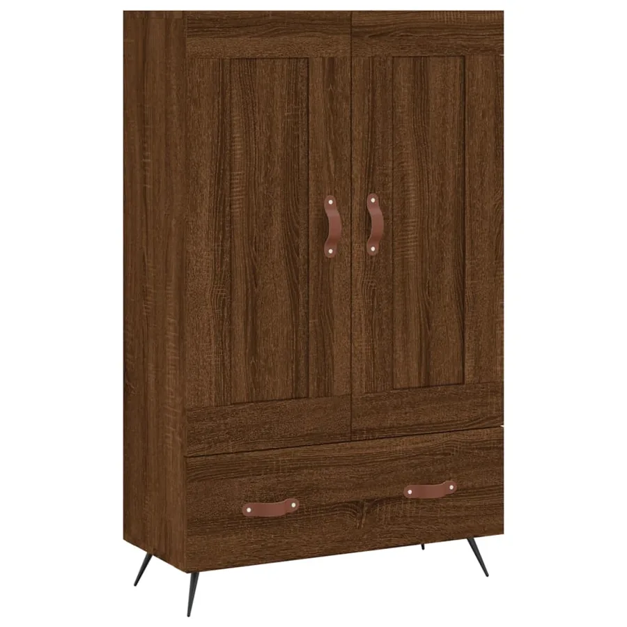 Buffet haut chêne marron 69,5x31x115 cm bois d'ingénierie - 2