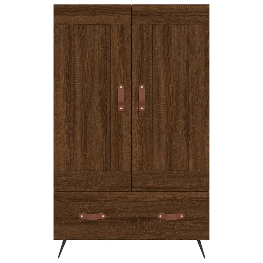 Buffet haut chêne marron 69,5x31x115 cm bois d'ingénierie - 5
