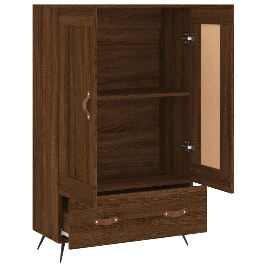 Buffet haut chêne marron 69,5x31x115 cm bois d'ingénierie - 6