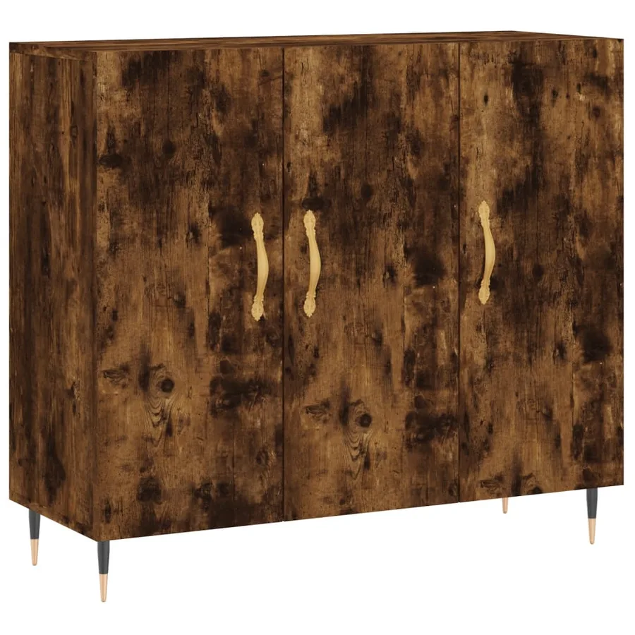 Buffet chêne fumé 90x34x80 cm bois d'ingénierie - 2