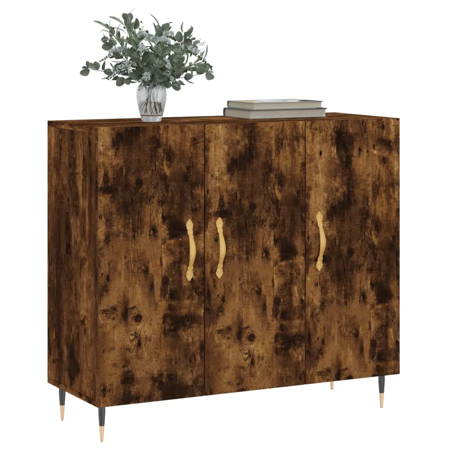 Buffet chêne fumé 90x34x80 cm bois d'ingénierie - 3