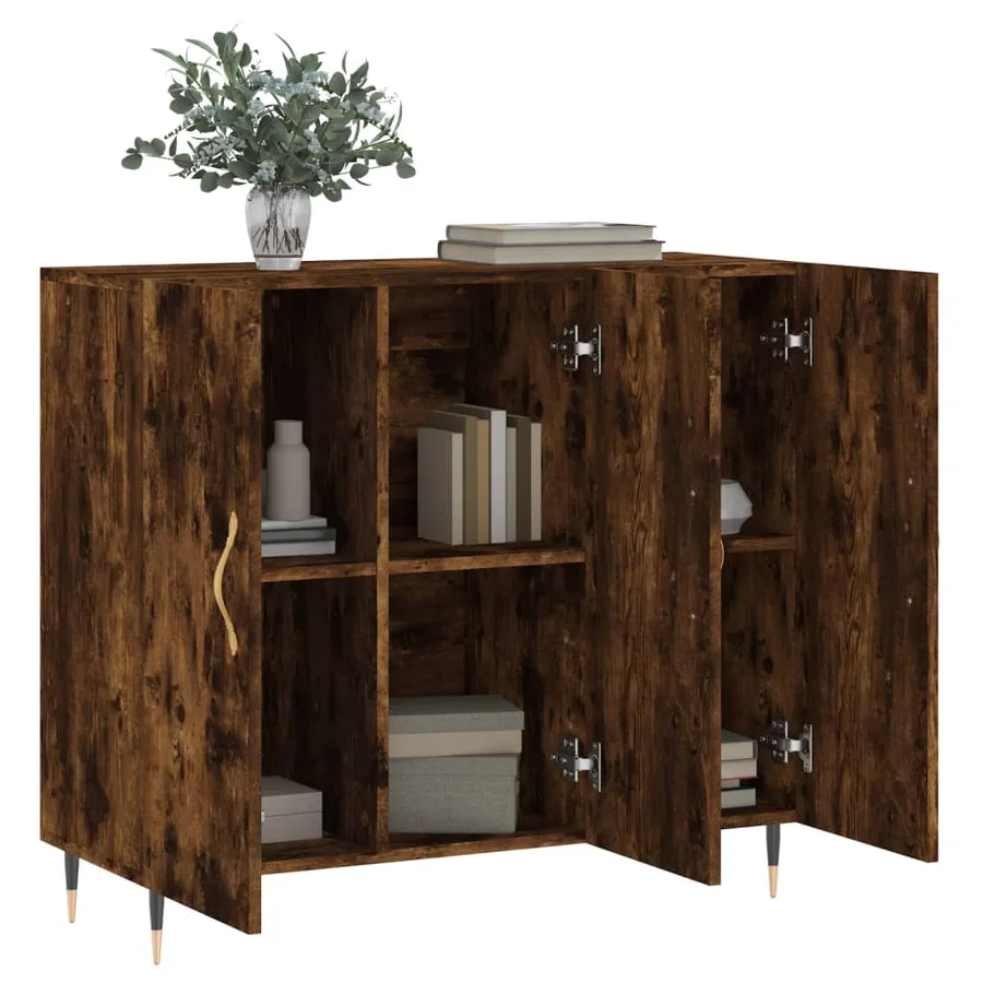 Buffet chêne fumé 90x34x80 cm bois d'ingénierie - 4