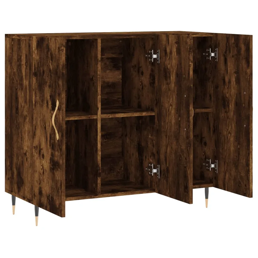 Buffet chêne fumé 90x34x80 cm bois d'ingénierie - 5