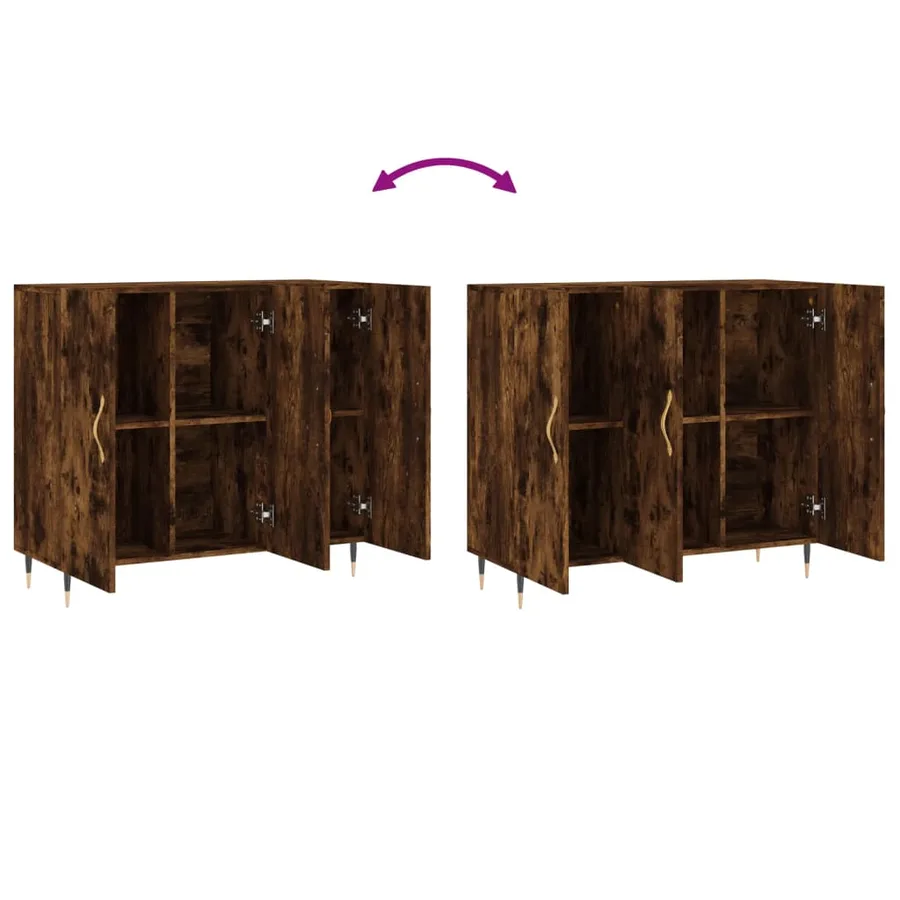 Buffet chêne fumé 90x34x80 cm bois d'ingénierie - 9