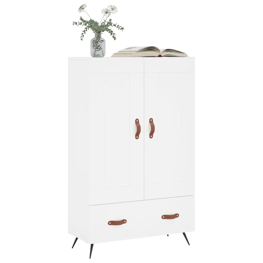 Buffet haut blanc 69,5x31x115 cm bois d'ingénierie - 3