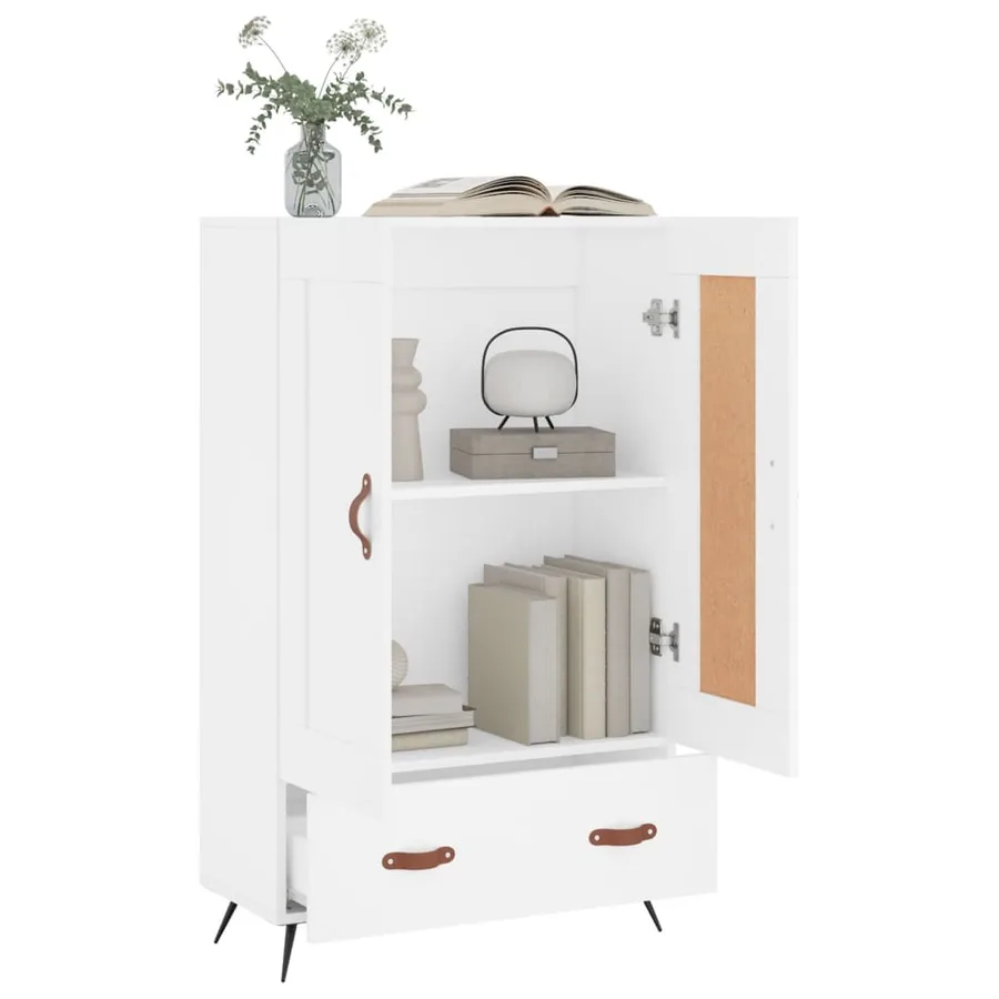Buffet haut blanc 69,5x31x115 cm bois d'ingénierie - 4