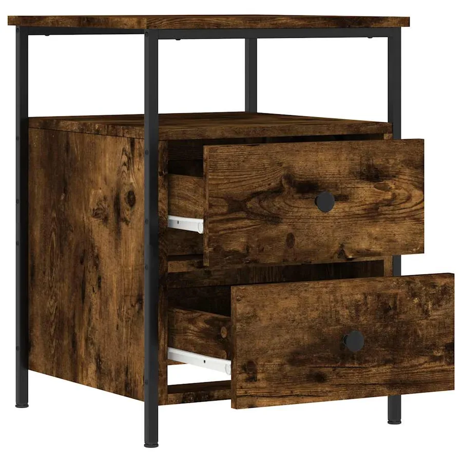Table de chevet chêne fumé 44x45x60 cm bois d'ingénierie - 4