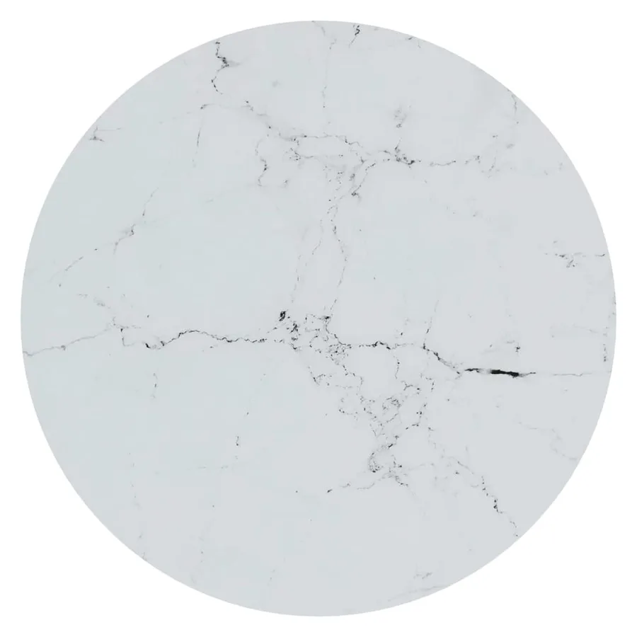 Table d'appoint Doré et marbre blanc 45 cm Verre trempé - 5