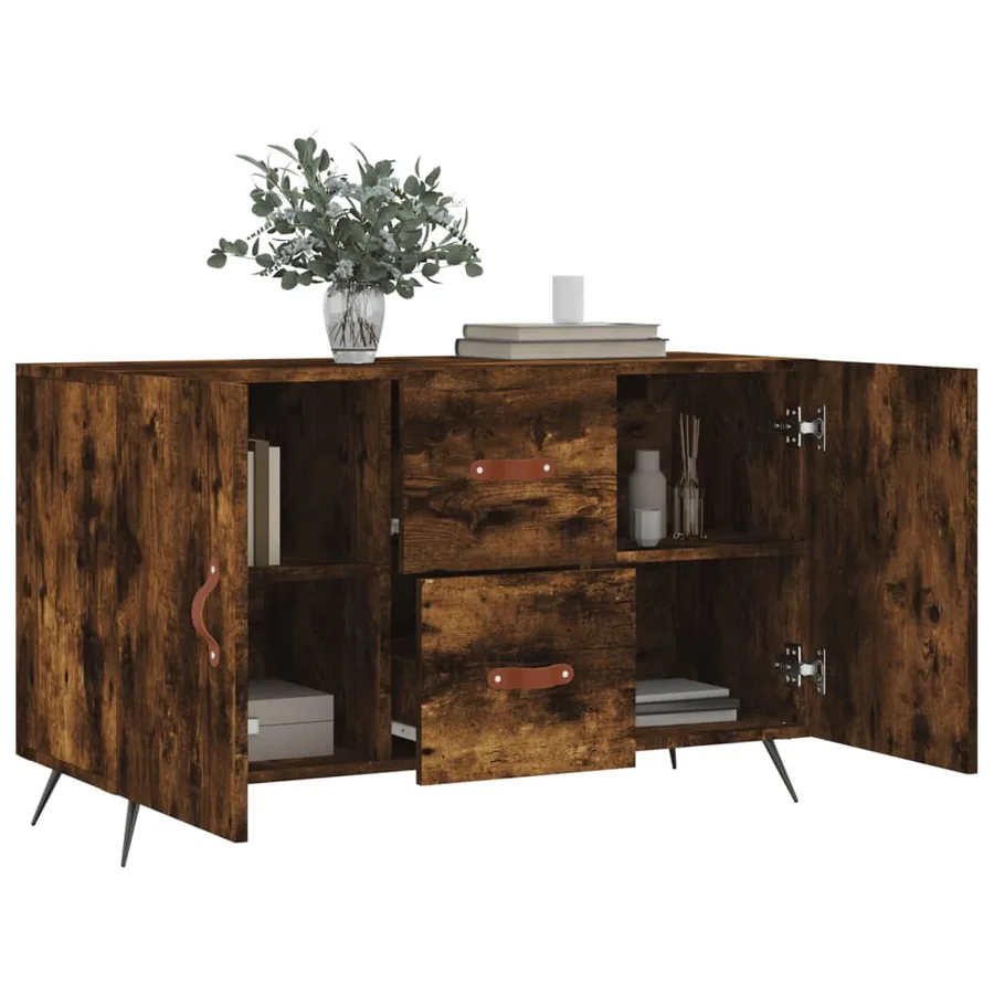 Buffet chêne fumé 100x36x60 cm bois d'ingénierie - 4