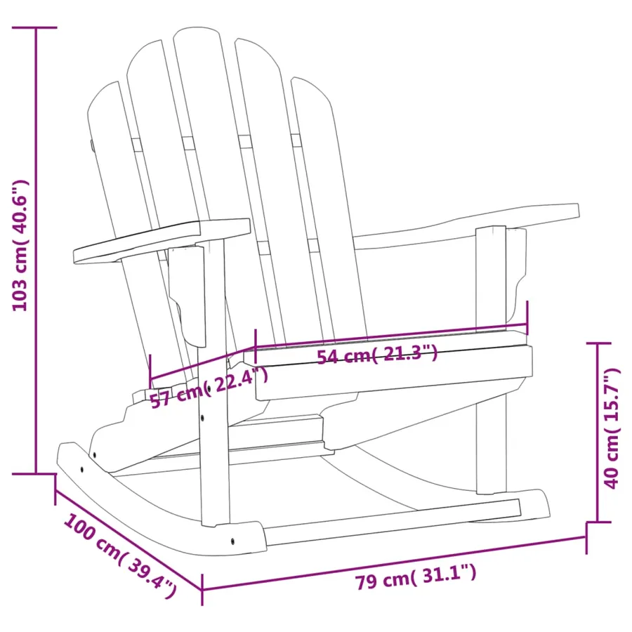 Chaise à bascule de jardin Adirondack bois de teck solide - 7
