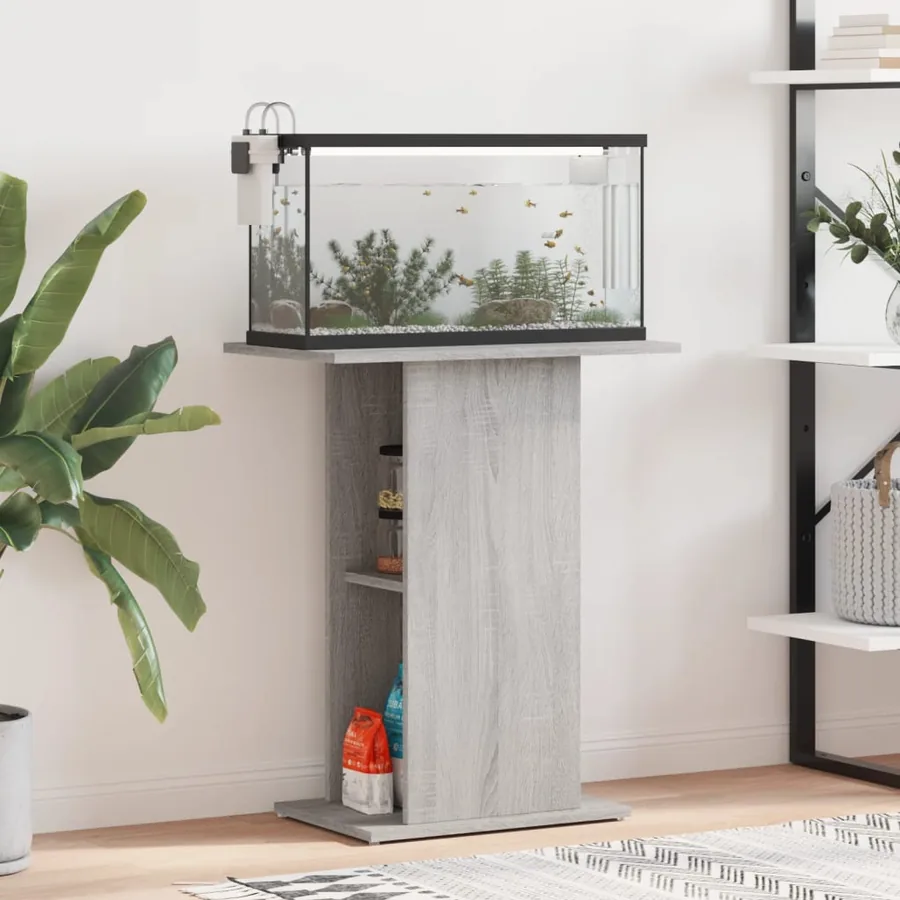 Support d'aquarium sonoma gris 60,5x36x72,5cm bois d'ingénierie