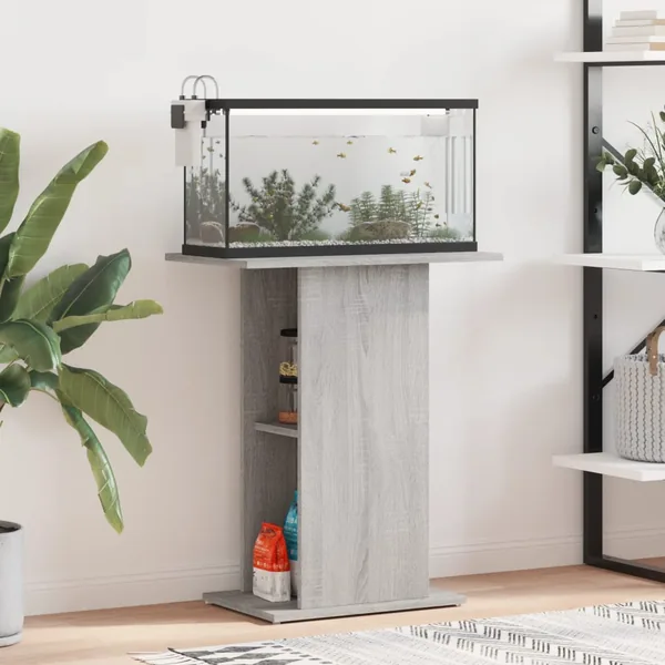 Support d'aquarium sonoma gris 60,5x36x72,5cm bois d'ingénierie