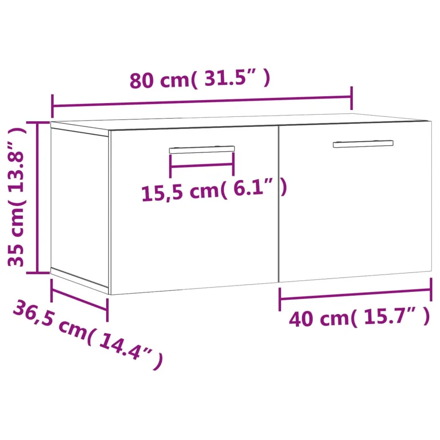 Armoire murale blanc 80x36,5x35 cm bois d'ingénierie - 12