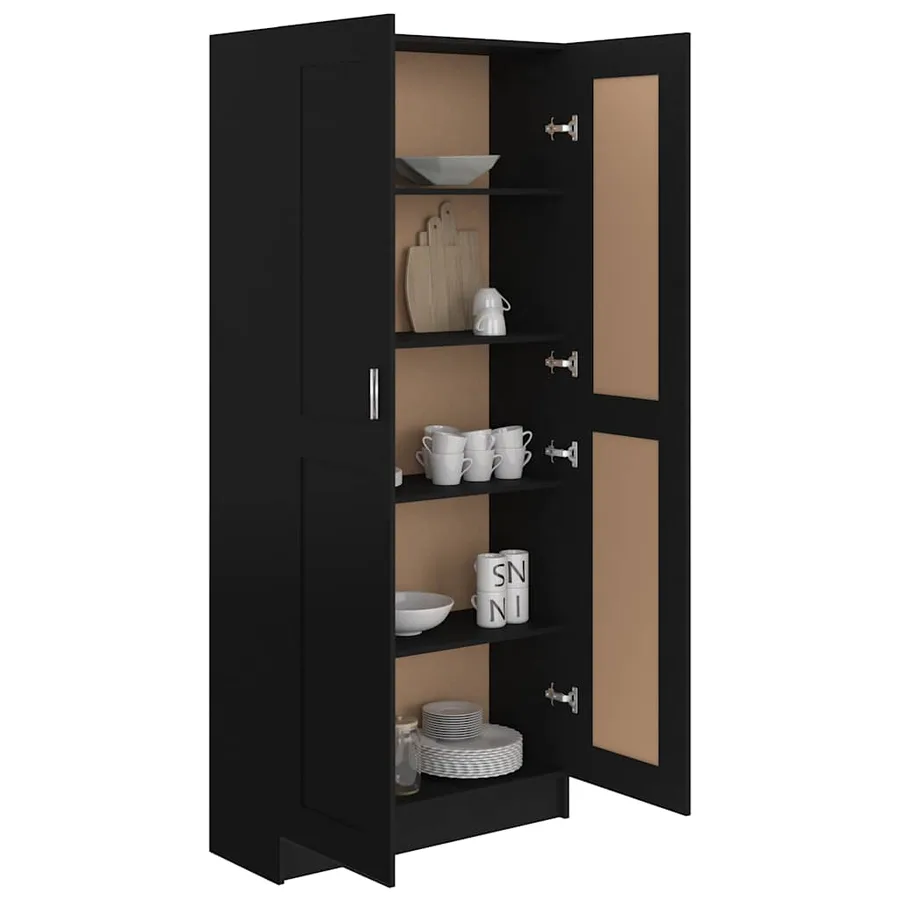 Bibliothèque Noir 82,5x30,5x185,5 cm Bois d'ingénierie - 7