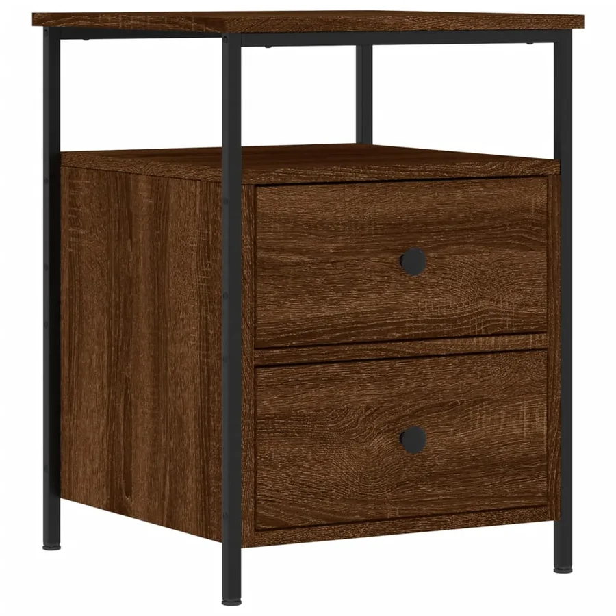 Table de chevet chêne marron 44x45x60 cm bois d'ingénierie - 2