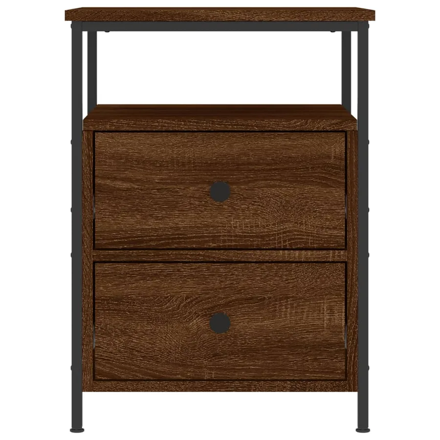 Table de chevet chêne marron 44x45x60 cm bois d'ingénierie - 3