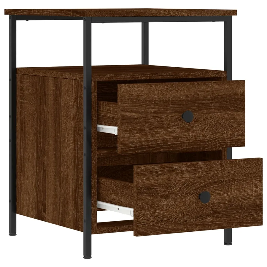 Table de chevet chêne marron 44x45x60 cm bois d'ingénierie - 4