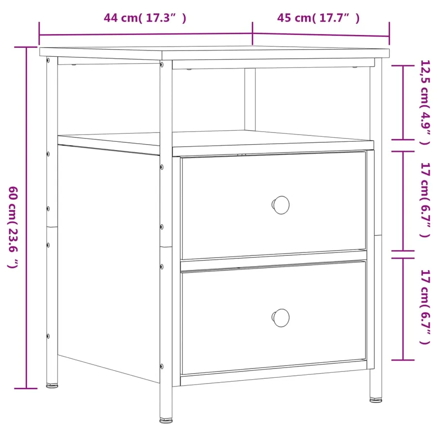 Table de chevet chêne sonoma 44x45x60 cm bois d'ingénierie - 11