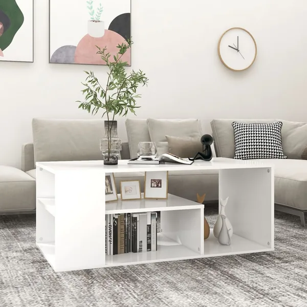 Table basse blanc 100x50x40 cm bois d'ingénierie