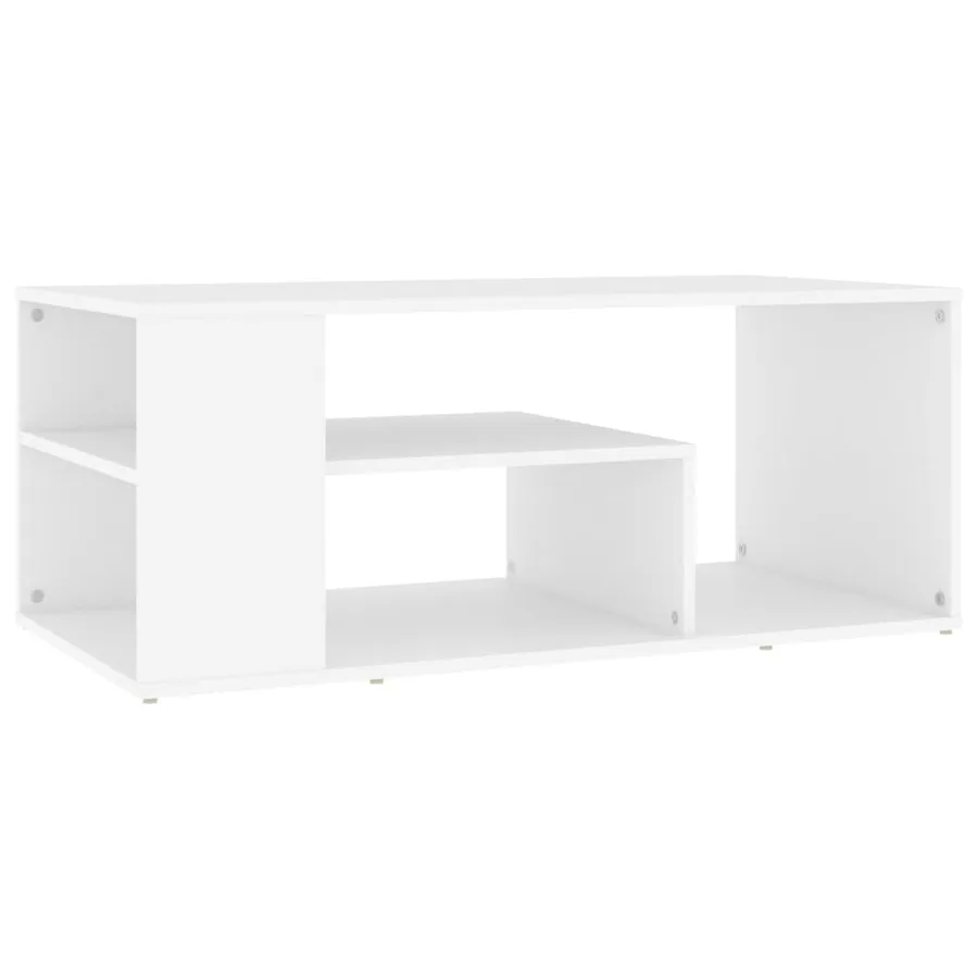Table basse blanc 100x50x40 cm bois d'ingénierie - 2