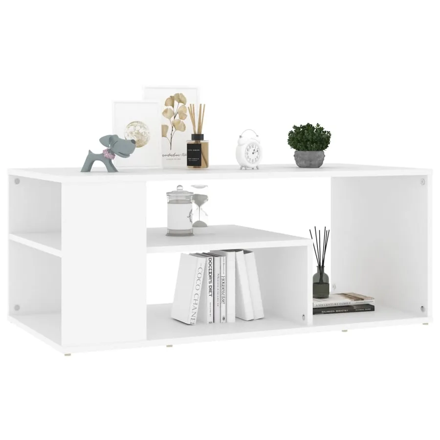 Table basse blanc 100x50x40 cm bois d'ingénierie - 3