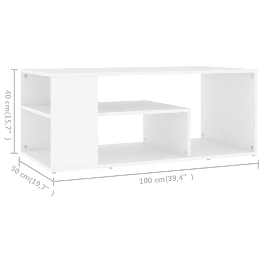 Table basse blanc 100x50x40 cm bois d'ingénierie - 6