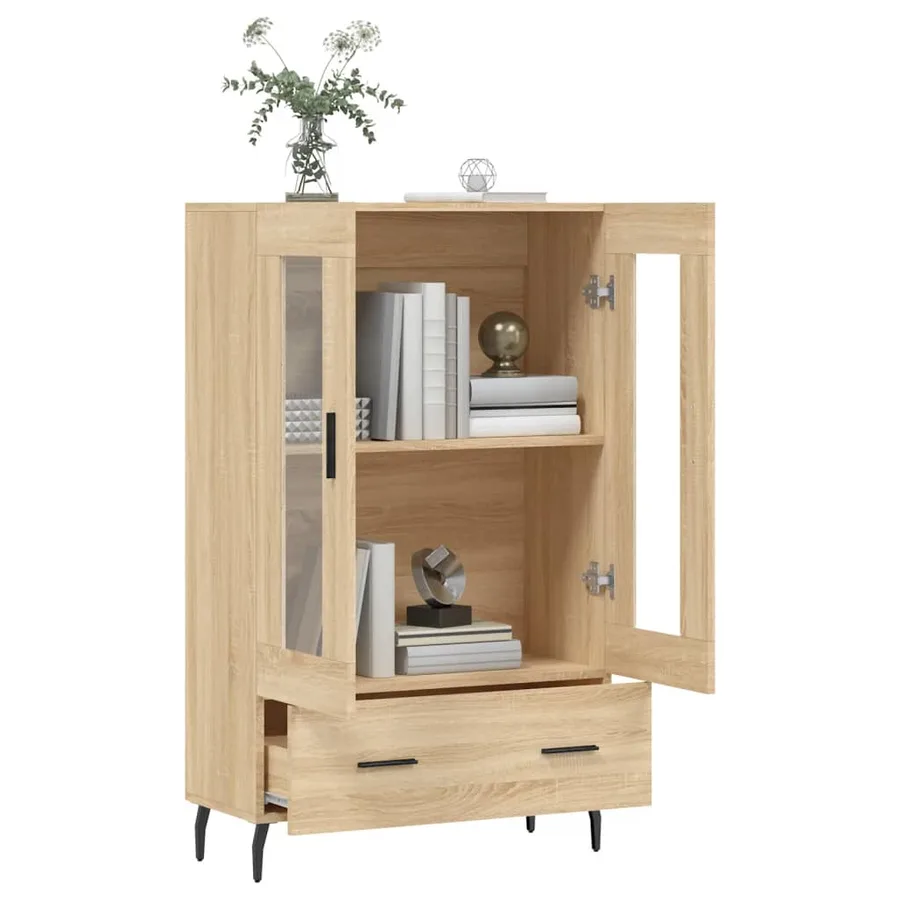 Buffet haut chêne sonoma 69,5x31x115 cm bois d'ingénierie - 4