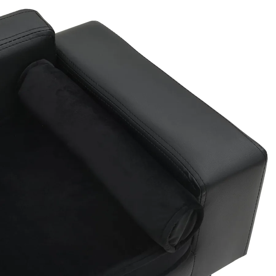 Canapé pour chien Noir 81x43x31 cm Peluche et similicuir - 5