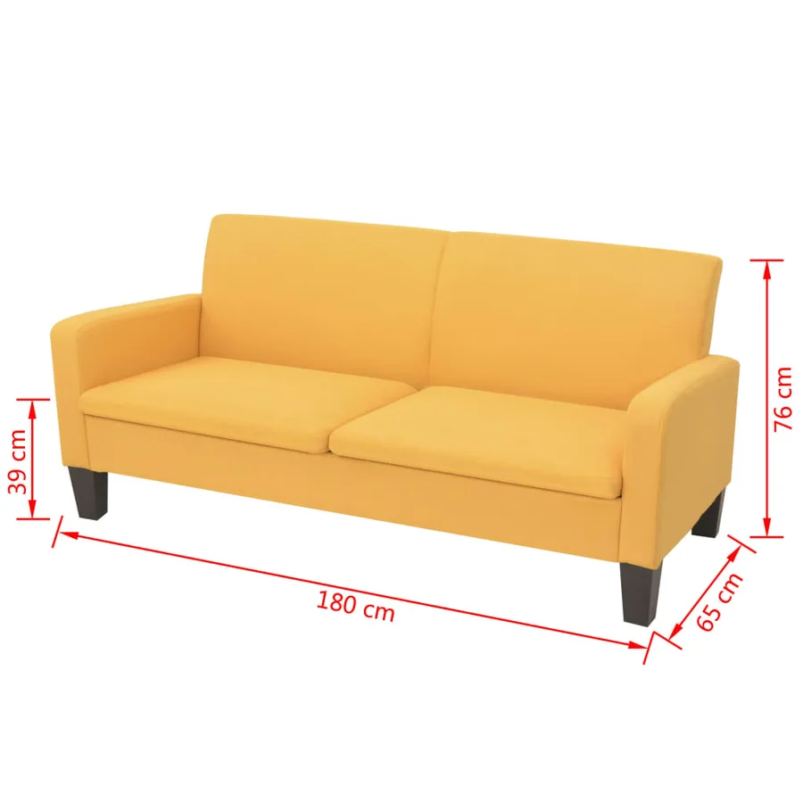 Canapé à 3 places 180 x 65 x 76 cm Jaune - 4