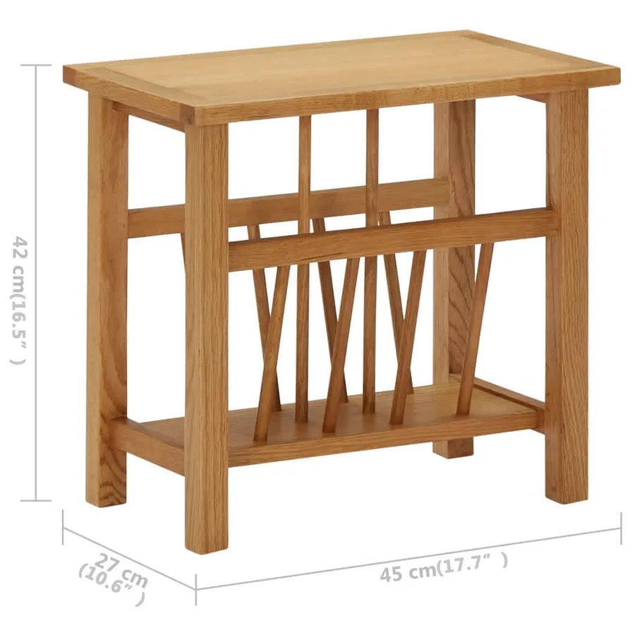Table à revues 45x27x42 cm Bois de chêne solide - 6