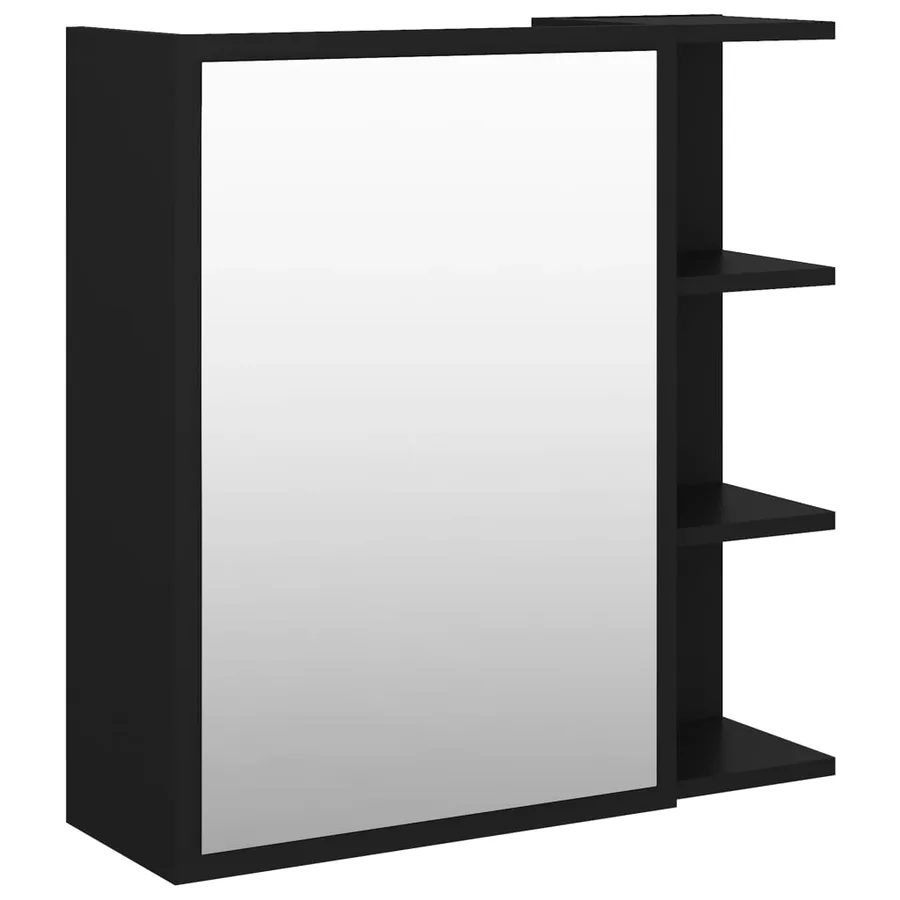 Armoire à miroir de salle de bain Noir Bois d’ingénierie - 2