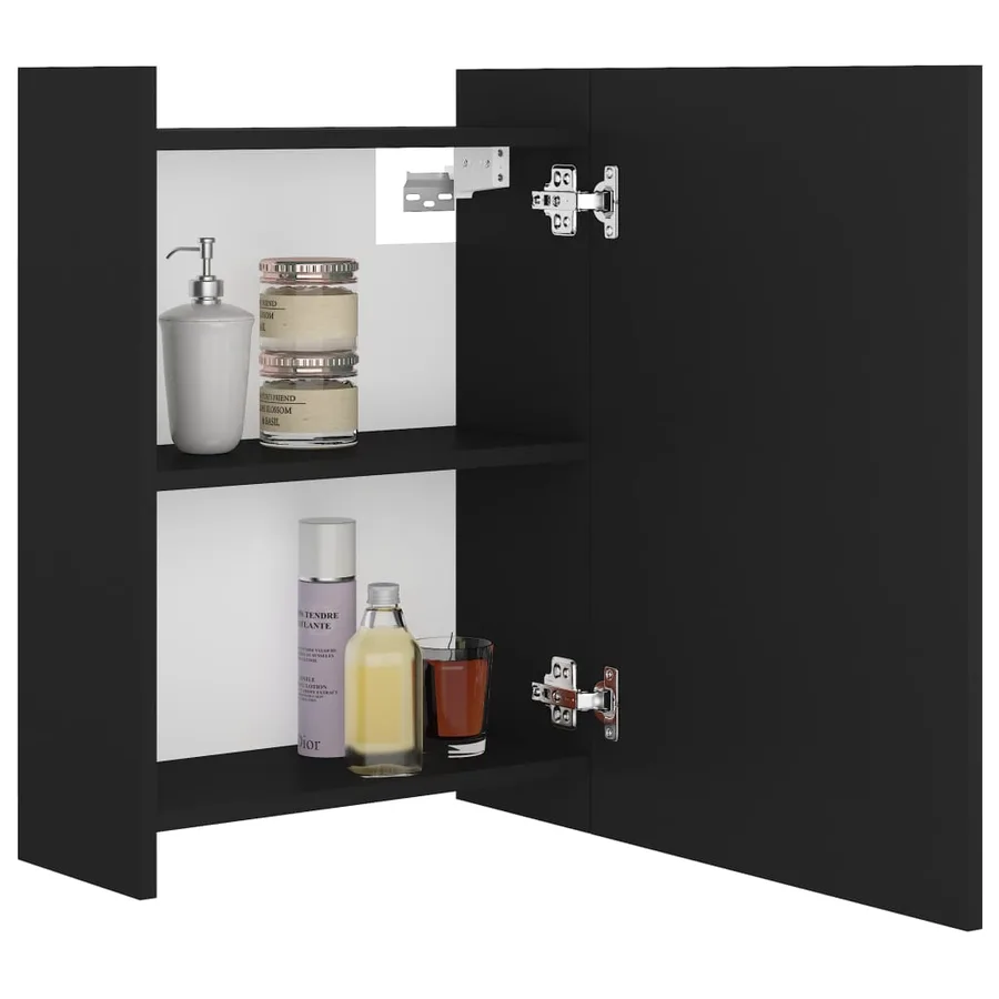Armoire à miroir de salle de bain Noir Bois d’ingénierie - 4